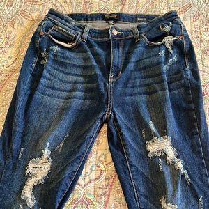 JUDY BLUE SKINNY FIT DISTRESSED BLUE JEANS SZ 15/32